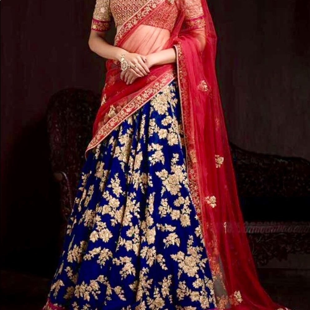 Formal Lehenga. Silk material with hand embroidery.